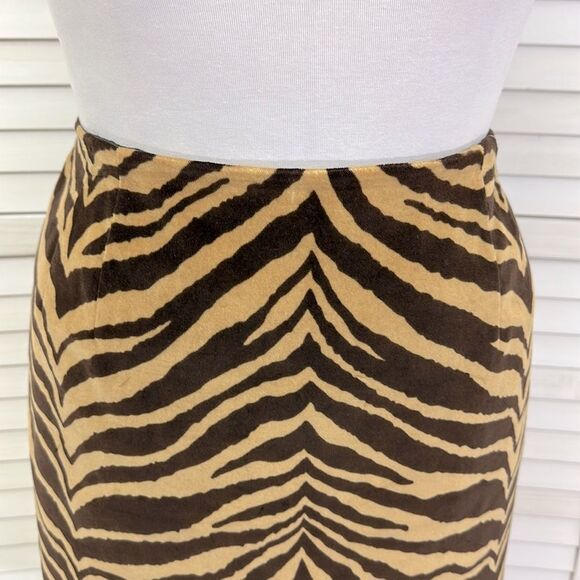 Talbots Pencil Skirt Size 14P Y2K Zebra Print Velvet - Picture 5 of 13